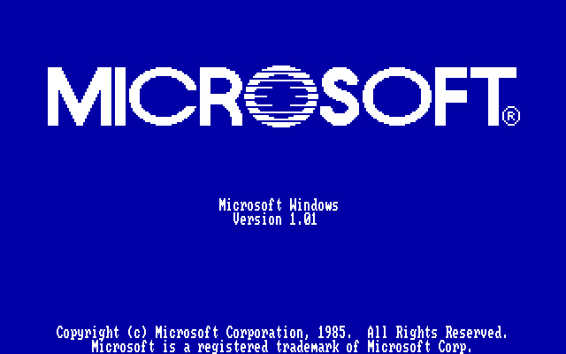 Windows 1.01 загрузочный экран (1985)