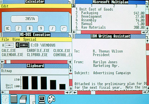 Windows 2.03 рабочий стол с приложениями (1987)