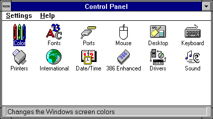 Windows 3.1 панель управления (1992)
