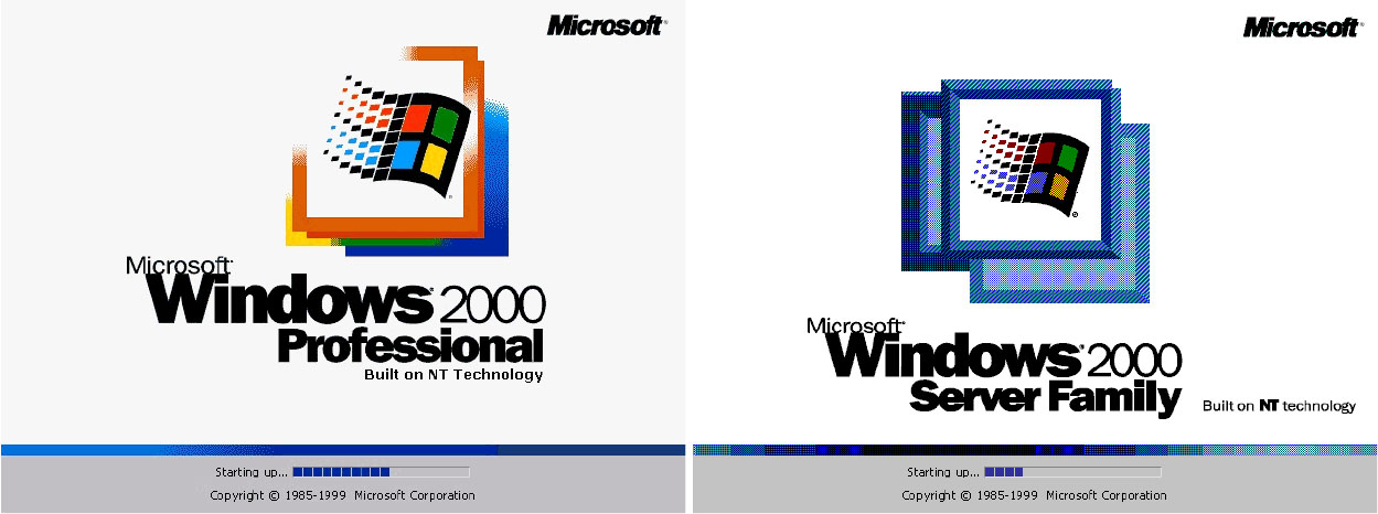 Windows 2000 загрузочный экран версий Pro и Server (2000)