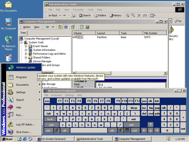 Windows 2000 рабочий стол с приложениями (2000)