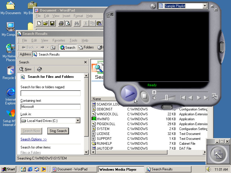 Windows ME рабочий стол с приложениями (2000)