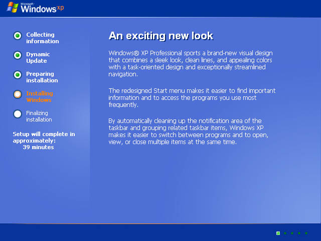 Windows XP экран установки (2001)